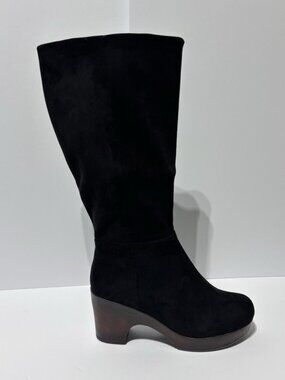 B.O.C. Women’s Brogan Black Tall Platform Boots, Size 9.5W, Wide Calf